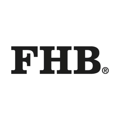 Schlichtes Logo mit der Aufschrift ‚FHB®‘ in schwarzer, fetter Schrift.