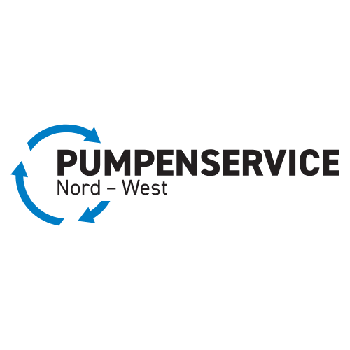 Logo von Pumpenservice Nord-West mit klarer Schrift und einer kreisförmigen Pfeilgrafik.