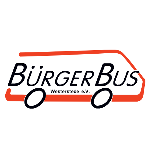 Logo von BürgerBus Westerstede e.V. mit einer stilisierten Bus-Silhouette in Rot und schwarzer Schrift.